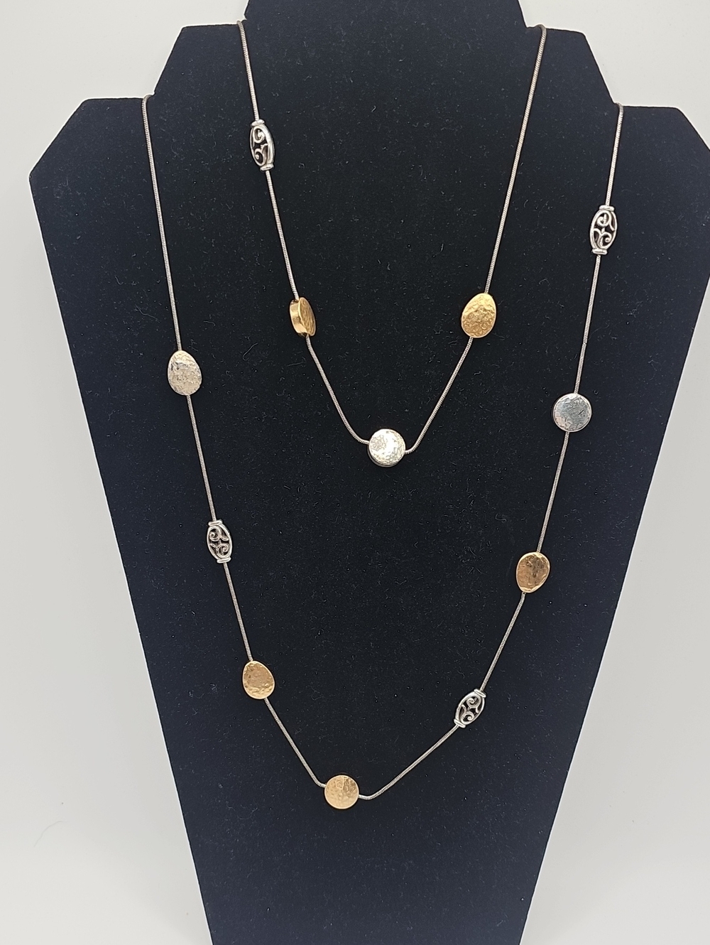 Brightton Mediterranean J46771  Two-Tone Disc Necklace - Gold & Silver